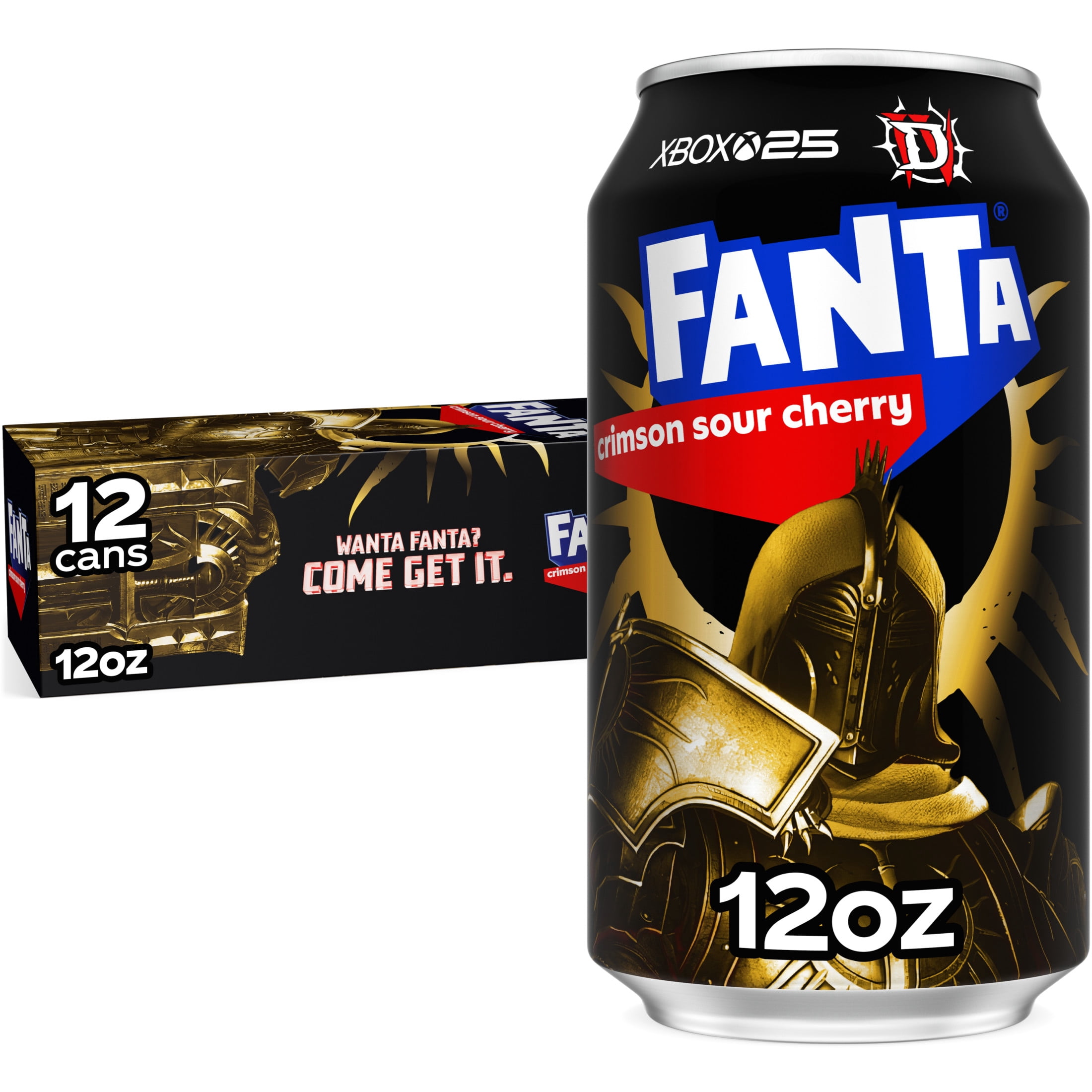 (2 pack) Fanta Crimson Sour Cherry Soda Pop Fridge Pack Cans, 12 fl oz, 12 Pack
