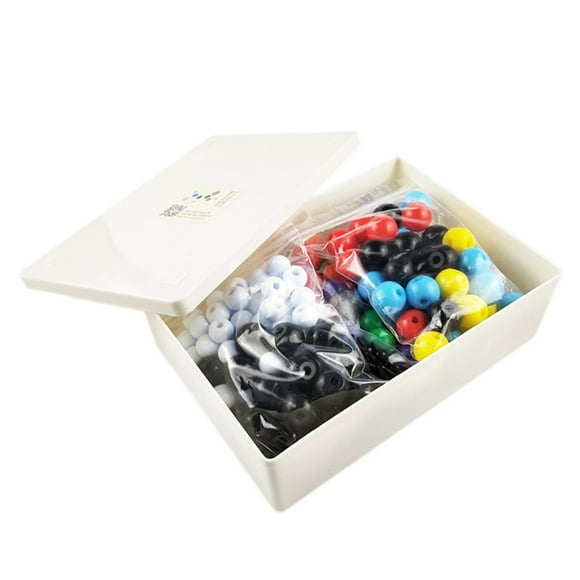 Kit de Modèle de Structure Moléculaire de Chimie avec Composants de Carbone, Oxygène, Azote, Soufre, Halogènes, Métaux et Fullerène – Inclut des Atomes de 23mm/17mm en Noir, Rouge, Bleu Clair, Jaune, Orange, Vert
