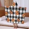thumbnail image 5 of Checkered Halloween Pumpkin Pattern Hooded Bath Towel，50"x30" for Ages 3 To 12 Kids, Quick Dry Lightweight Soft Microfiber Hood Beach Towel Cover Up for Kids, 5 of 7