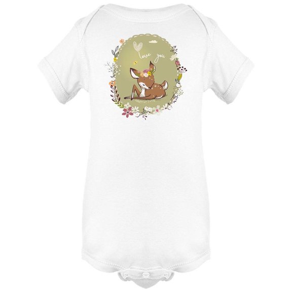 Cute Deer With Floral Wreath. Bodysuit Infant -Image by Shutterstock,  6 Months