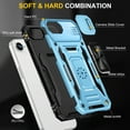 thumbnail image 3 of Armor Case for iPhone 16e with Sliding Camera Cover & Kickstand, Heavy Duty Military Grade Protection Phone Case, Built-in 360° Rotate Ring Stand, Shockproof Full Body Rugged Case, Lightblue, 3 of 7