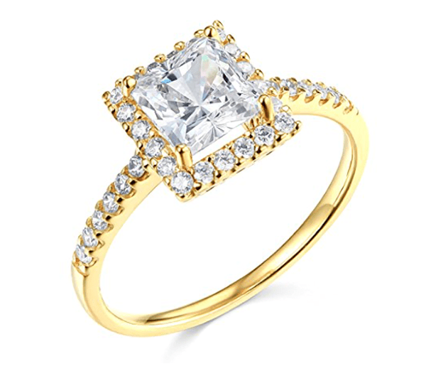 14K Yellow Gold Fn 3.50Ct Round-Cut Simulated Diamond Solitaire Promise Engagement Ring Silver