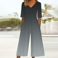 thumbnail image 2 of Yghzkop Women's Jumpsuit Ombre Print V Neck Short Sleeve Back Zipper Side Pockets Loose Fit Wrinkle-Free Beach Vacation Outfit, 2 of 5