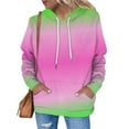 thumbnail image 2 of XFLWAM Womens Hoodie Sweatshirts Tie Dye Lightweight Long Sleeve Drawstring Pullover Tops with Pockets 2022 Spring Fall Tops Green-Pink XL, 2 of 5