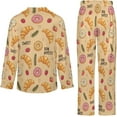 thumbnail image 5 of Top-kevin Womens Pajamas Set Croissant Cinnamon Stick Soft Long Sleeve Sleepwear Button Down Sets, 5 of 6