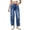 Dark Blue, variant on Women’S Vintage Washed Wide Leg Cropped Jeans, High Waisted Loose Fit Casual Trousers, Soft Polyester Denim Style Pants, 1 Piece, Sizes S Through XXL