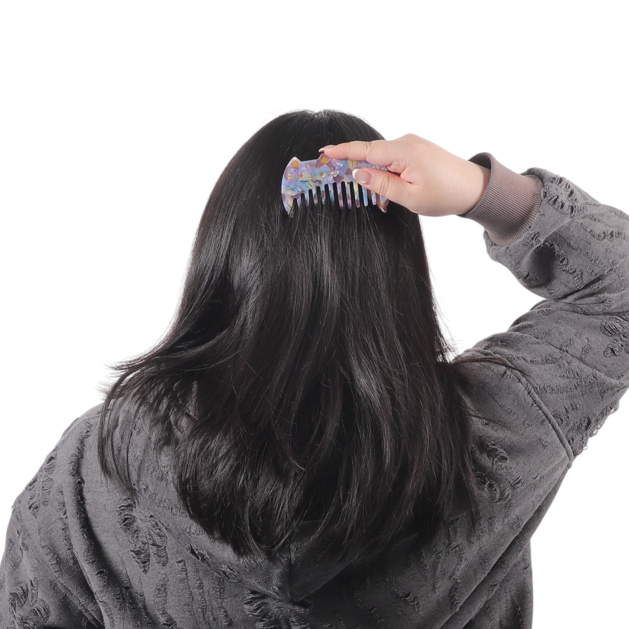 Unique Bargains 1 Pc Women Durable Cute Cat Comb Designed for All Hair Types Blue Cloud