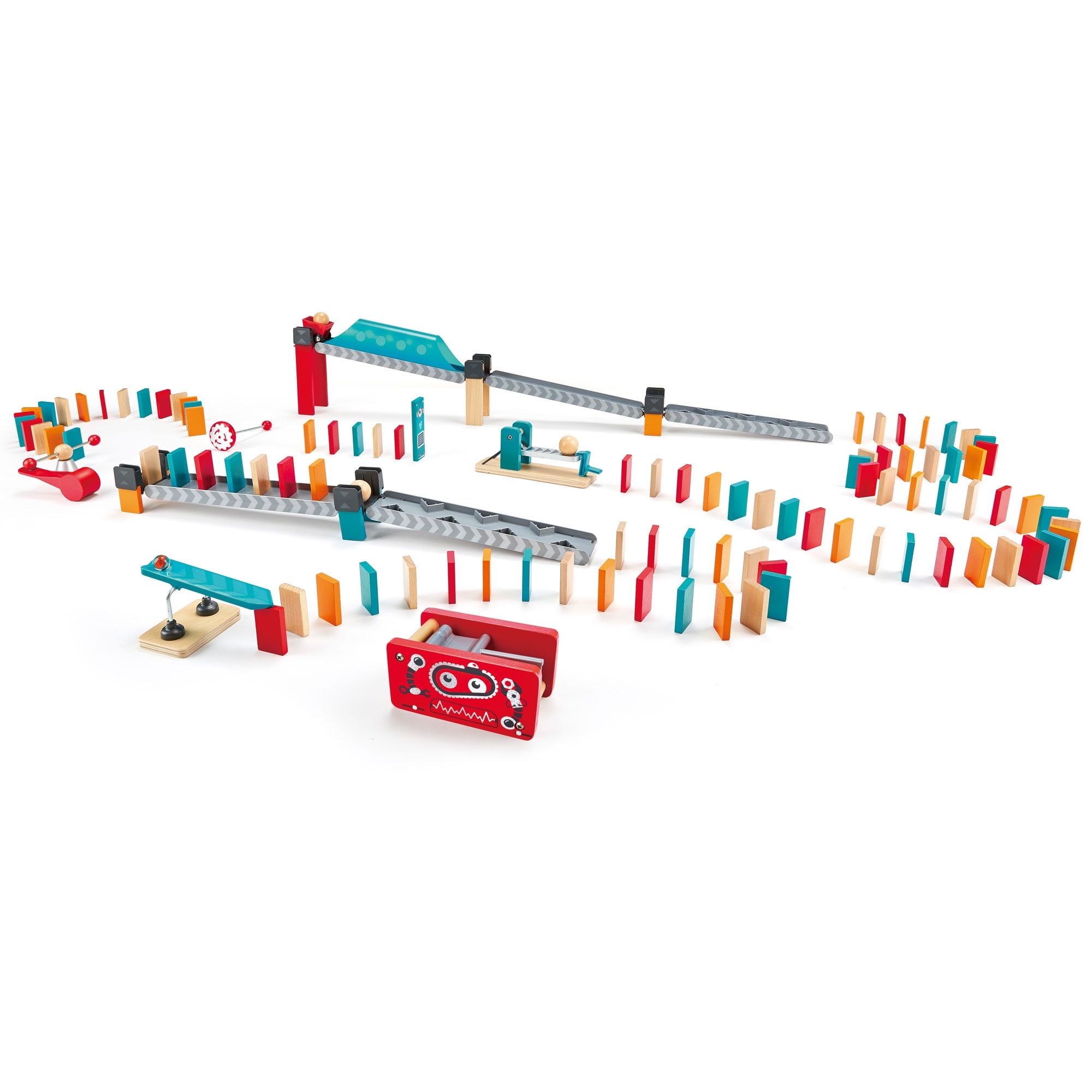 Robot Factory Kids 122 Piece Wooden Domino Track Game Set Learning STEM Toy - Walmart.com