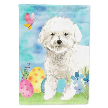Carolines Treasures CK1925CHF Easter Eggs Bichon Frise Flag Canvas House Size  Large multicolor
