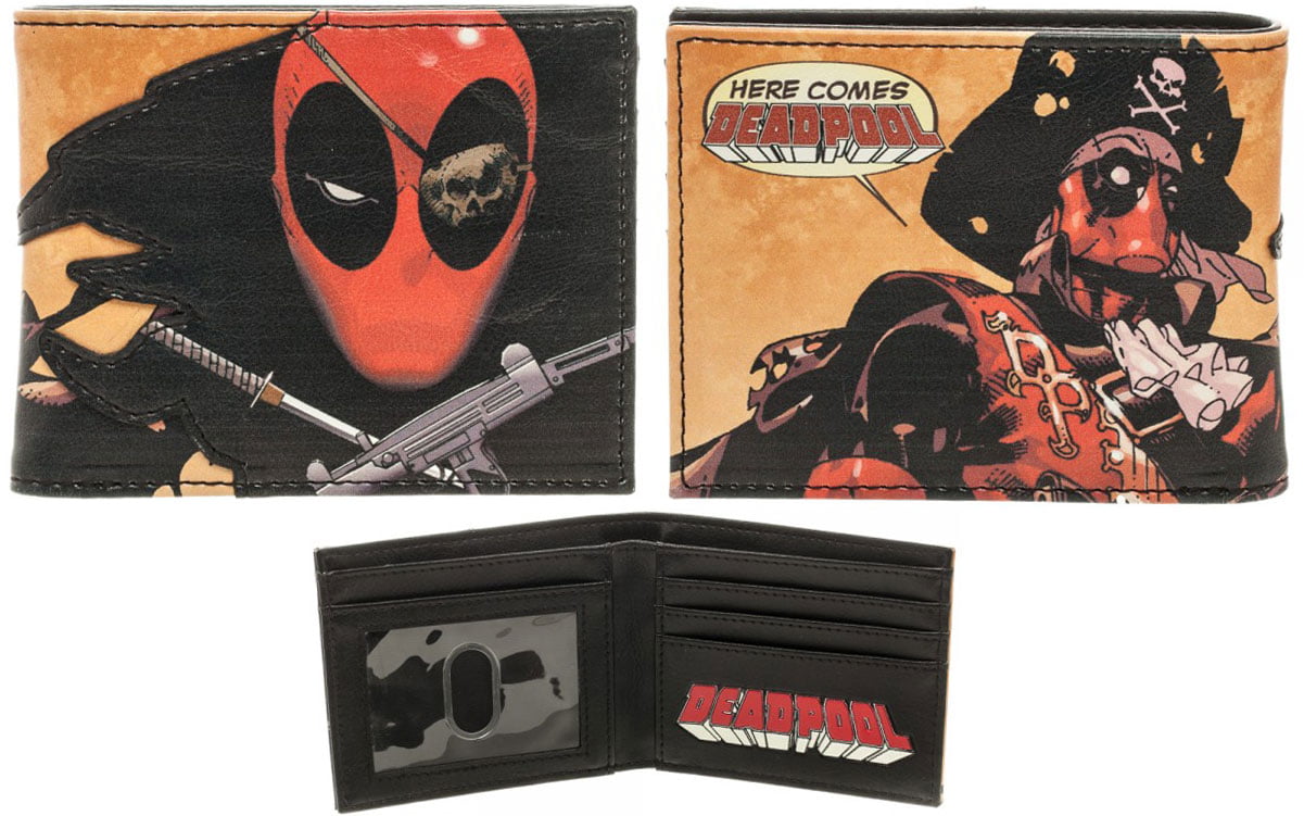 Marvel Comic Deadpool Leather Money Wallet Bifold Superhero Gift Buckle Down NEW 