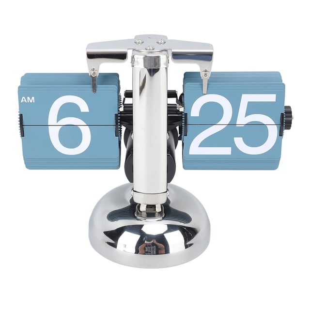Mechanical Flip Desk Clock, 304 Stainless Steel European Style Retro Digital Flip Down Clock 12 Hours Auto Mechanical Internal Gear Operated Clock for Home Office