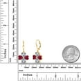 thumbnail image 2 of Gem Stone King 18K Yellow Gold Plated Silver Red Zirconia Dangle Earrings for Women (5.94 Cttw, Gemstone, Heart Shape 6MM), 2 of 3