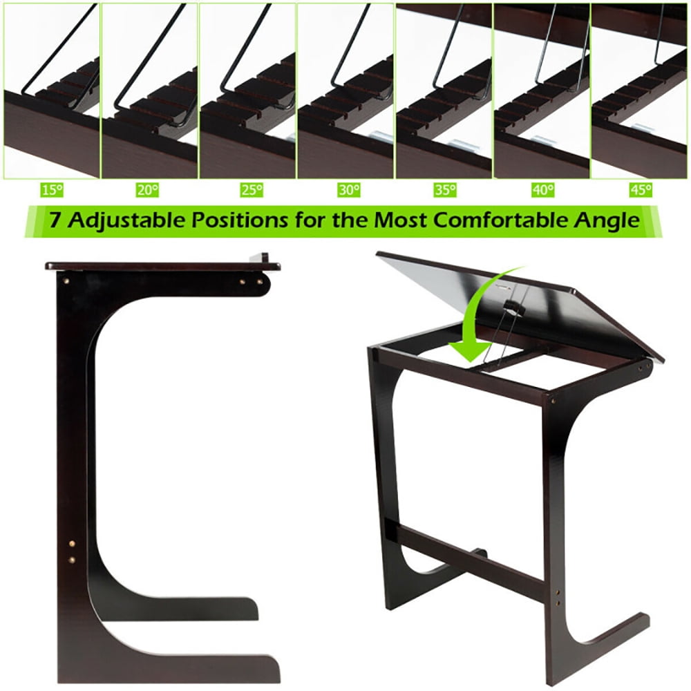 Finihen Adjustable End Table, Adjustable C-Shape Couch End Table wth Tilting Top, Sofa Side Table, Bed Side Table, for Living Room, Bedroom, Brown Finihen Adjustable End Table, Adjustable C-Shape Couch End Table wth Tilting Top, Sofa Side Table, Bed Side Table, for Living Room, Bedroom, Brown