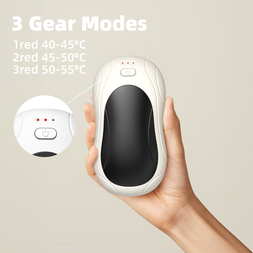 White and black model HW04 2-in-1 Hand Warmer 6000mAh (Hand Warmer * 2+Data Cable * 1+Five country Manual * 1)