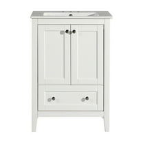 Cannes 24 in. White Bathroom Vanity With White, 3-Hole Ceramic Sink Top