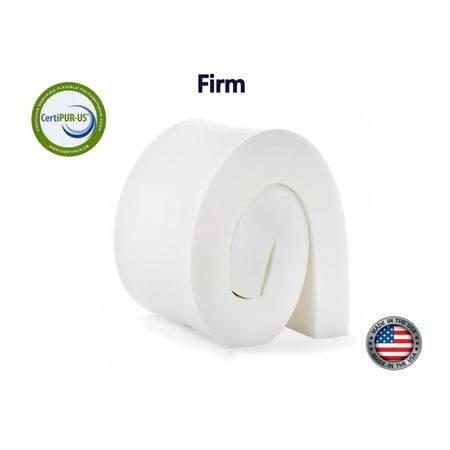 High Density Upholstery Foam Cushion 2"x 24"x 80" (Firm) 1.8 lb/per cubic ft density with a 48lb ILD) Couch Cushion Replacement, Foam Padding (White) by Ritchie Foam & Mattress