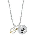 thumbnail image 1 of Delight Jewelry Two-tone Open Cupid's Heart Silvertone Script Initial Disc - H - Charm Necklace, 20"+3", 1 of 4
