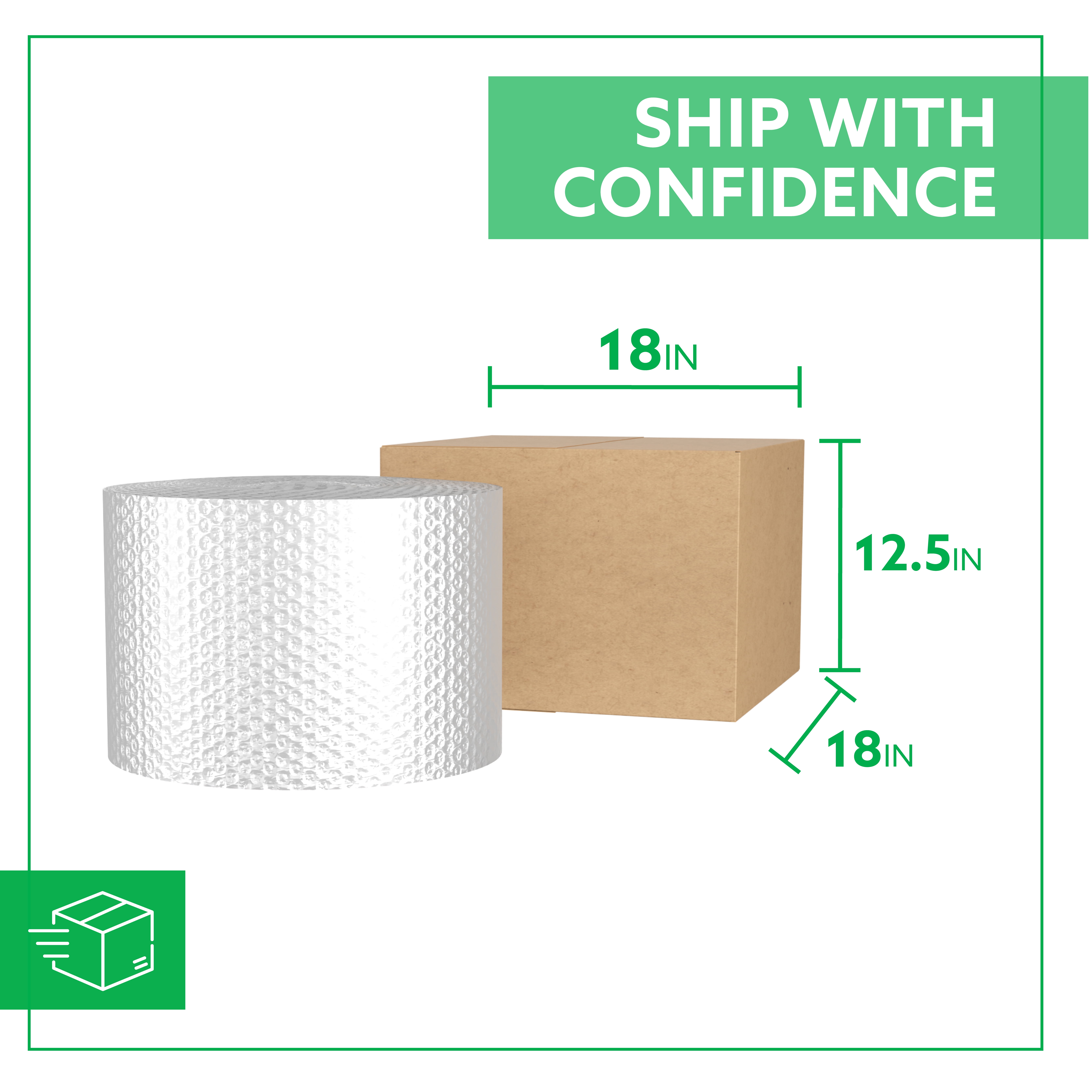 Bubble Cushion Roll, 12" x 300', 3/16" Small Bubbles, Bulk Protective Packaging, 1 Roll