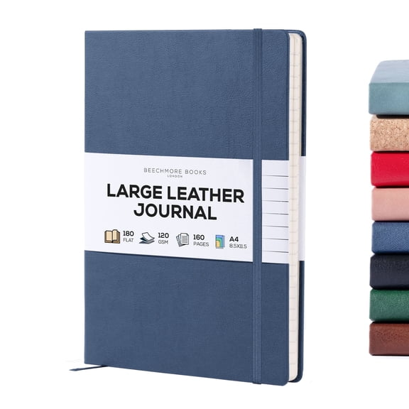 BEECHMORE BOOKS Lined Journal Notebook, 8.5 x 11.5 inch, A4 160 Lined Pages, Hardcover Leather Journals for Women, Men, Writing and Notebooks for Work - 120 GSM Thick Paper, Gifts Box Included