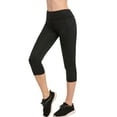 thumbnail image 4 of Women's Knee Length Capri Leggings with Pockets High Waisted Workout Exercise Yoga Pants, Black Small, 1 Pack, 4 of 4