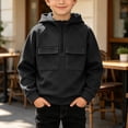 thumbnail image 6 of BLVB Hoodies for Boys Quarter Zip Pullover Teen Fleece Hooded Sweatshirt Fashion Hoodie Kids Fall Winter Clothes(Black,6-7 Years), 6 of 9