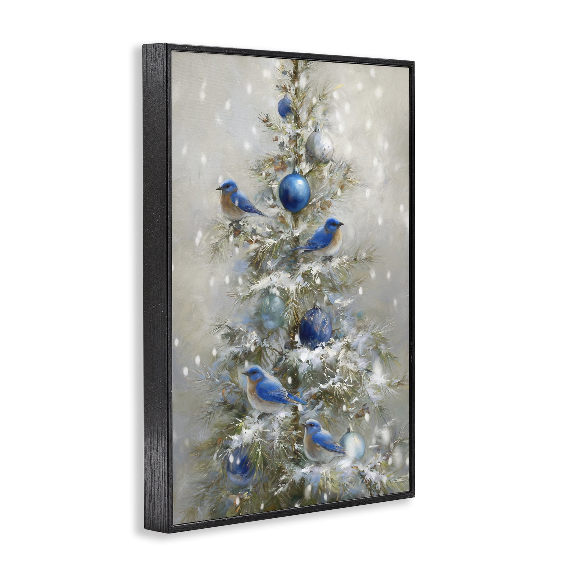 Stupell Industries Blue Bird Christmas Tree Black Framed Giclee Art, design by Tina LeCour