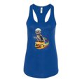 thumbnail image 2 of Funny Graphic Astronaut Cat in Space on Cheeseburger | Womens Cat Lover Jersey Racerback Tank Top, Royal, Large, 2 of 3