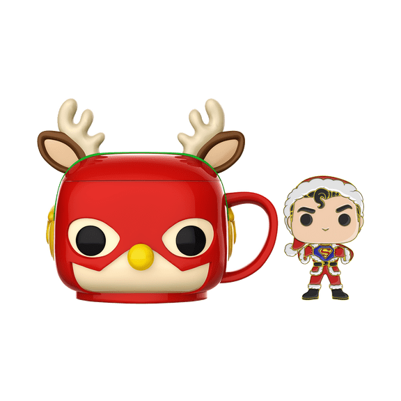 Funko Pop! Mug & Pin: DC Holiday - Flash Mug with Santa Superman Pin (Walmart Exclusive)