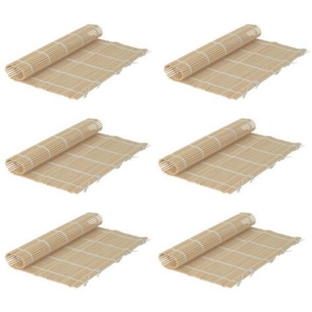 Set of 6 Bamboo Sushi Rolling Mats 91/2 Inches Square