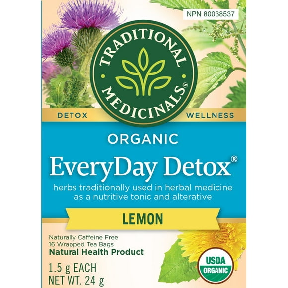Traditional Medicinals Everyday Detox Lemon, 16 Wrapped Tea Bags