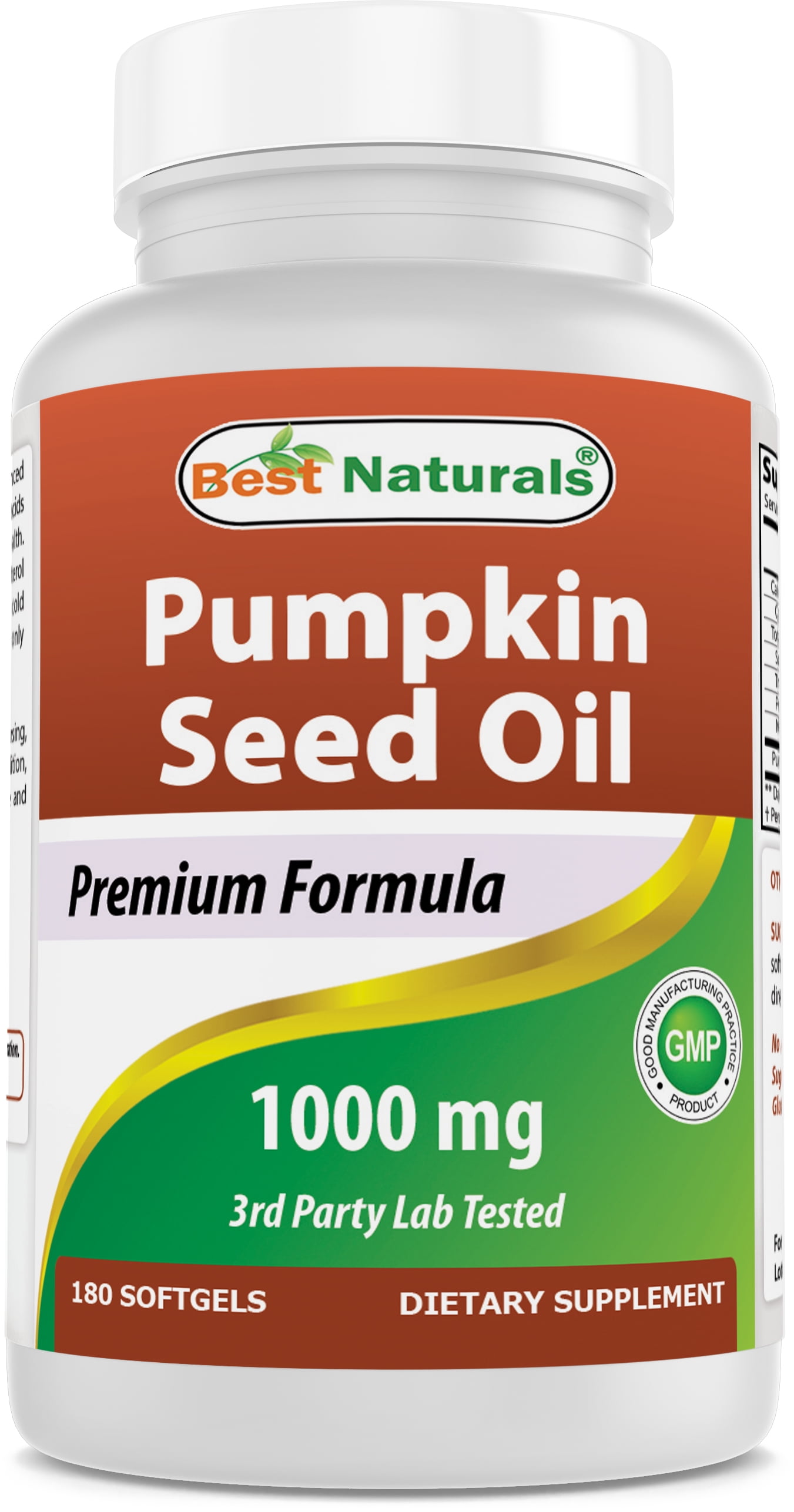 Best Naturals Pumpkin Seed Oil Softgels, 1000 Mg, 180 Ct