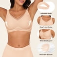 thumbnail image 4 of QYLUX Womens Wireless Bras V Mesh Comfortable Bralette Supportive Tshirt Bra No Underwire Seamless Push Up Everyday Bras,Nude,3XL, 4 of 7