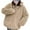 Coffee, variant on Plus Size Zip Up Jacket for Women Solid Color Casual Long Sleeve Zipper Warm Sweatshirt Tops Coat Zip Up Fleece Jacket Outerwear with Pocket