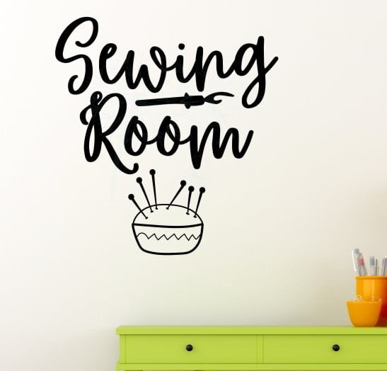 Sewing Room Wall Decals Sticker Vinyl Lettering Craft Hobby Room Decor