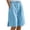 Sky Blue -CO45, variant on Dwellite Cotton Linen Shorts for Women Summer Bermuda Shorts Elastic Waist Wide Leg Shorts Knee Length Pants with Pockets Black 2XL