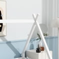 thumbnail image 3 of Bellemave Twin Size Floor Bed with Door, Teepee Tent Bed Beds, Twin Montessori Floor Bed with Guardrails, Wood House Bed with Slats, White, 3 of 8