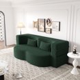 thumbnail image 5 of Modern Floor Sofa with 2 Pillows,Convertible Teddy Fabric Foam-Filled Sleeper Sofa Bed,15" Full Size Folding Mattress for Living Room,Guest Bed,Playroom,no assembly required,Green, 5 of 11