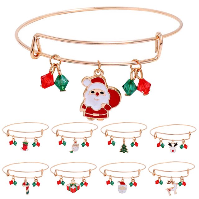 Ganfancp Pulsera de Navidad para Las Mujeres de Las Niñas de Acción de Gracias de Vacaciones de Santa Expandible Pulsera de Cristal de Joyería Ofertas Del Día 1X Pulsera