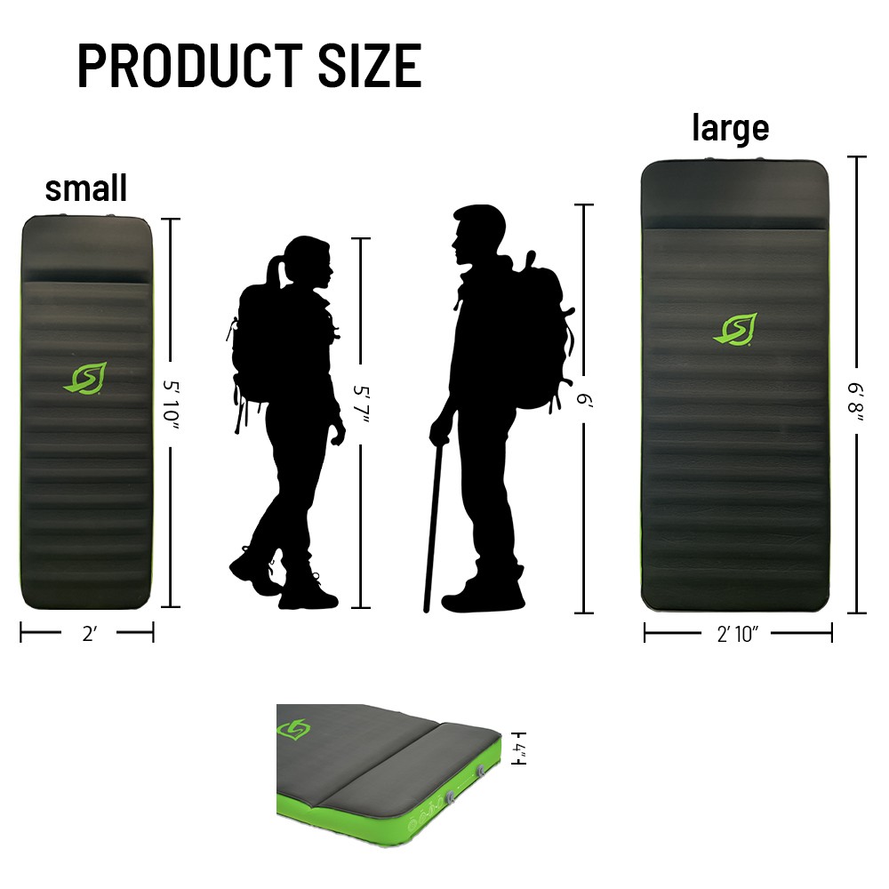 Cloud Layer Self-Inflating Camping Mattress - Small - 5'10" L - For car camping, kids, tweens, smaller spaces