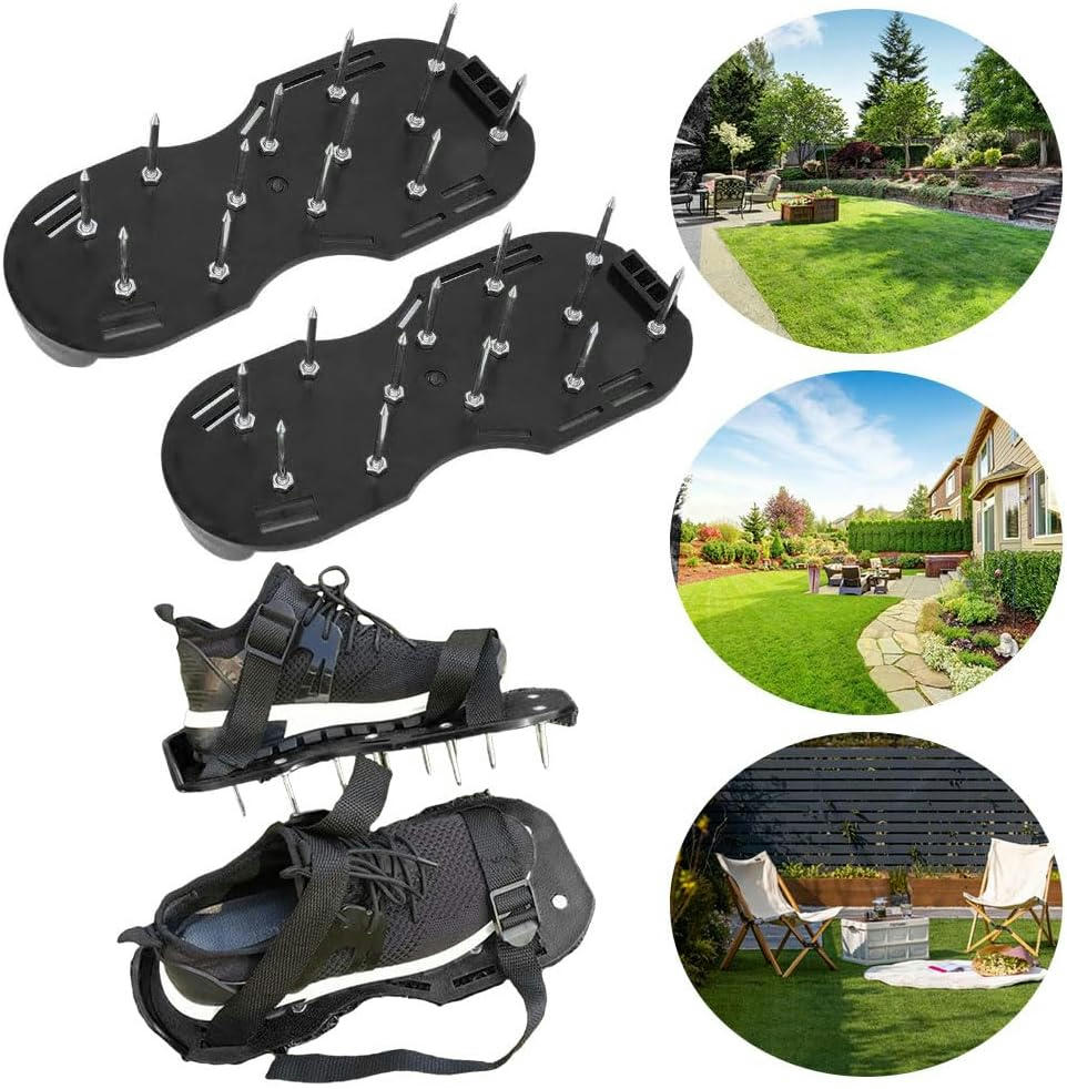 Lawn Aerator Tool 1/2set Garden Lawn Nail Shoes Loose Soil Tool Lawn Aerator Grass Spikes Shoes Self-Leveling Epoxy Yard Grass Cultivator(2PCS Green)