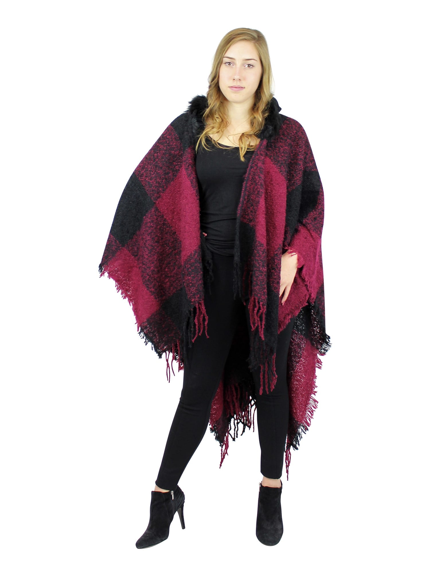 faux fur trimmed wraps shawls