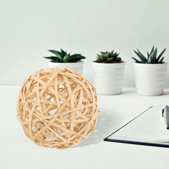 TABLZONE Spherical Rattan Wicker Ball Khaki Decorative DIY Props 1 Set