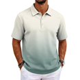 thumbnail image 2 of KLHDSF Men's Polo Shirts Short Sleeve Gradient Color Gym Workout Golf T-Shirt Casual Fashion V Neck Button Down Tops 2026 Beige L, 2 of 7