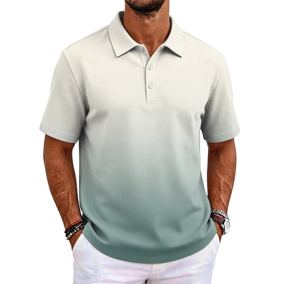 Mfakffe Men's Polo Shirts Summer Casual Golf Shirt Big and Tall Short Sleeve Lapel Collar Tees Comfortable Cotton Tops (Beige, 2XL)