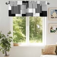 thumbnail image 6 of Abstract Art Valances for Windows, 60 x 18in, White Black Gray Splice Rod Pocket Kitchen Valance Curtain Light Filtering Window Treatments for Living Room Bedroom, 1 Panel, 6 of 7