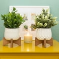 thumbnail image 2 of Flora Bunda Tabletop 3.5"H Artificial Plants Eucalyptus and Tea leaf in White Ceramic Planter, Set of 2, 2 of 2