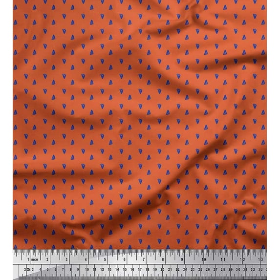 Soimoi Cotton Duck Fabric Triangular Greek Key Shirting Print Fabric by The Yard 56 Inch Wide
