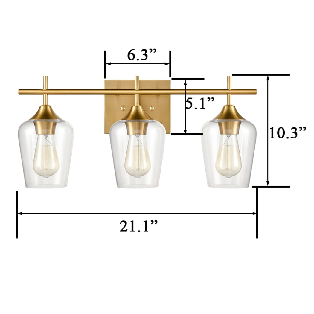 Fondavelle Modern Brass Wall Sconce Bathroom Vanity Light , 3-Bulbs