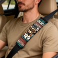 thumbnail image 5 of Xixirimido Car Seat Protection Set 5 Pieces Breathable PU Leather Front Seat Covers with Seat Belt and Console Covers Universal Fits Most Cars, Ethnic Tribal Highland Cattle Floral, 5 of 8