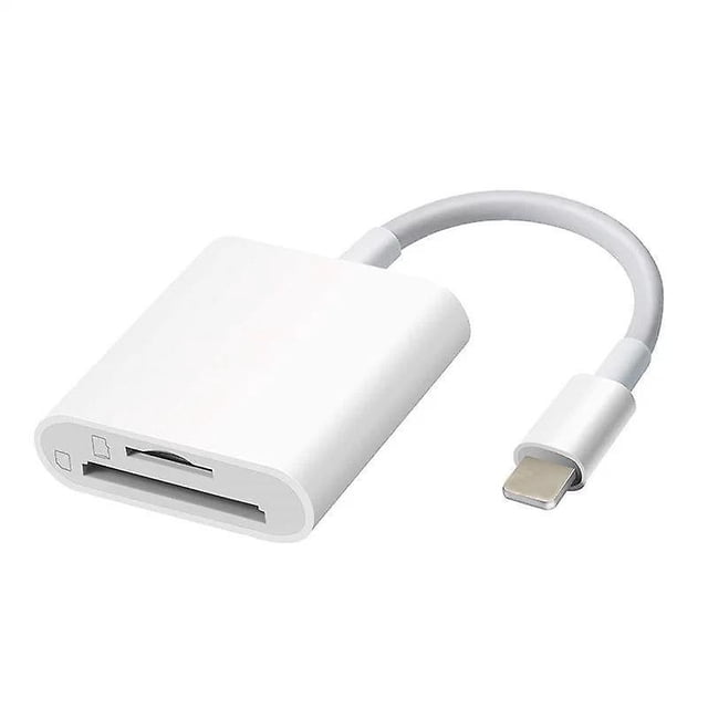 (Blanco) Lector de tarjetas SD/micro SD para teléfono/tableta/cámara, ranuras dobles para tarjetas SD y TF, lector de tarjetas de memoria portátil, no requiere aplicación, plug and play